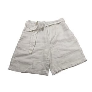 Halston 100% linen white tie high Waisted shorts chic EUC career casual Medium M